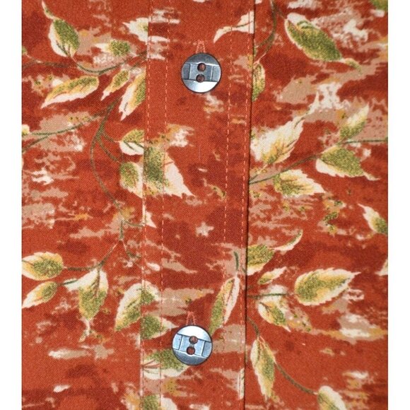 NWT Lemon Grass Ladies M Burnt Orange Lightweight Jacket Button Up Leaf Pattern - Picture 4 of 10